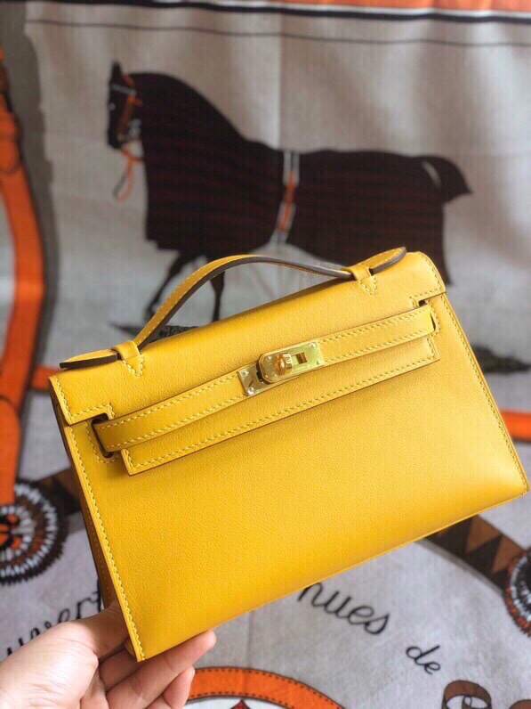 에르메스 미니 켈리백22 앰버 옐로우 금장 스위프트